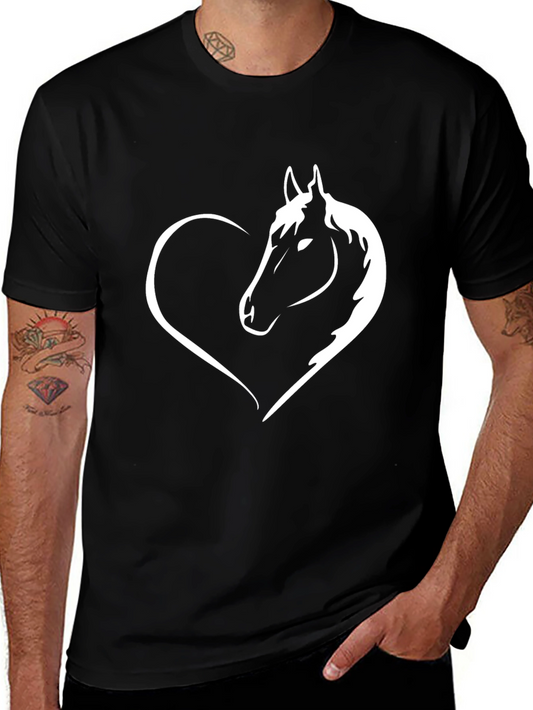 Horse Lover T-Shirt - Black with Heart & Horse Design