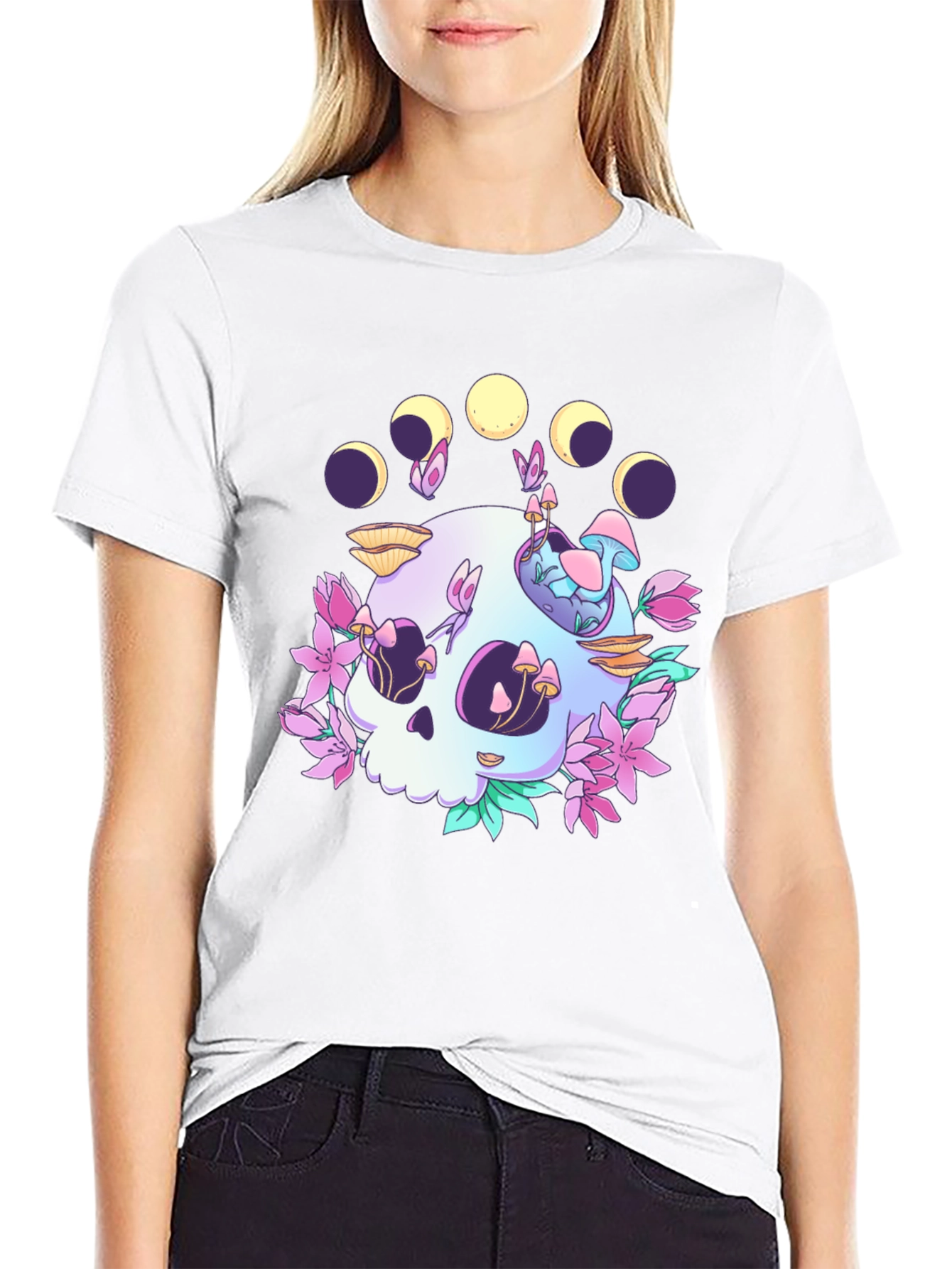 Skull & Moon Phase Graphic Tee