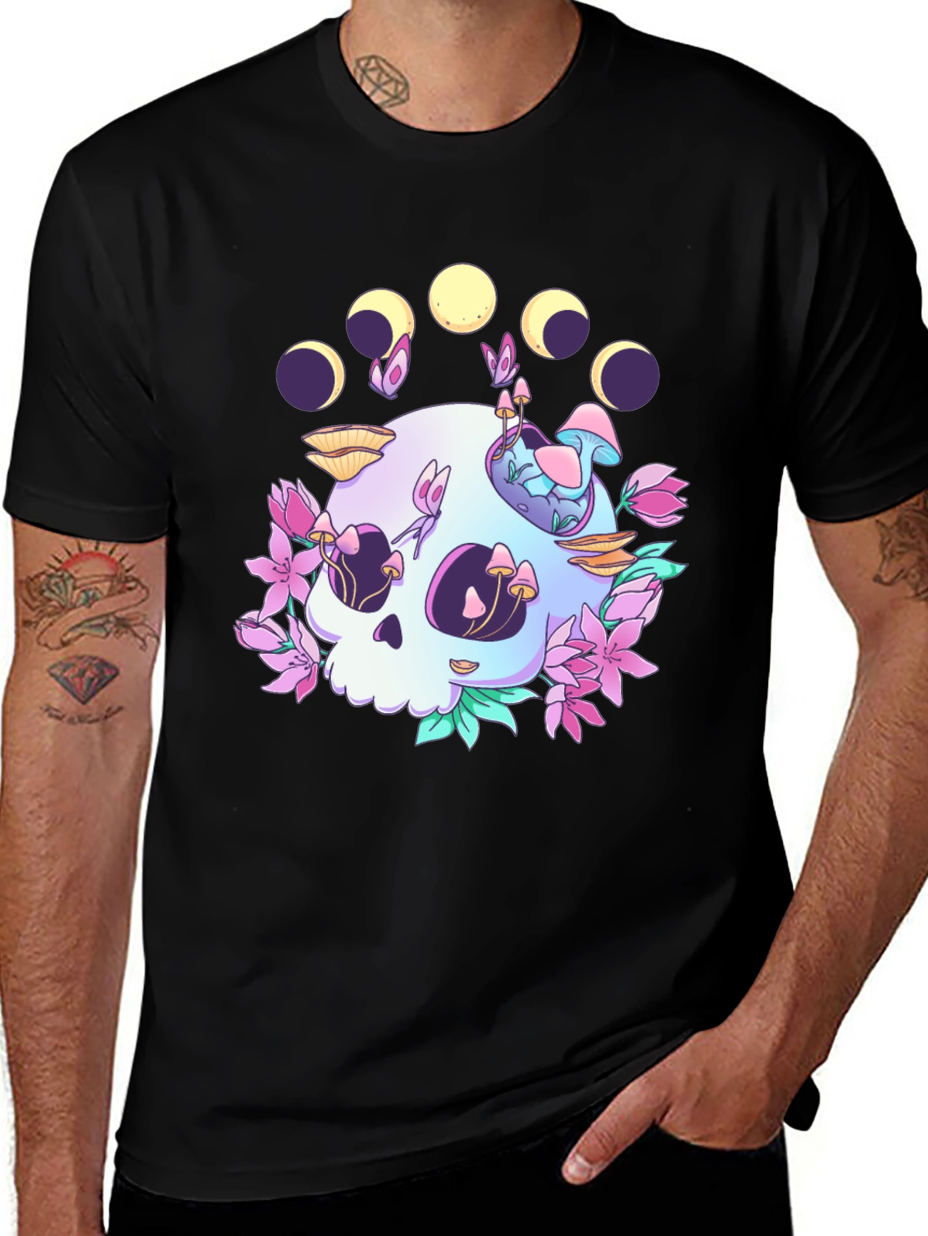 Skull & Moon Phase Graphic Tee