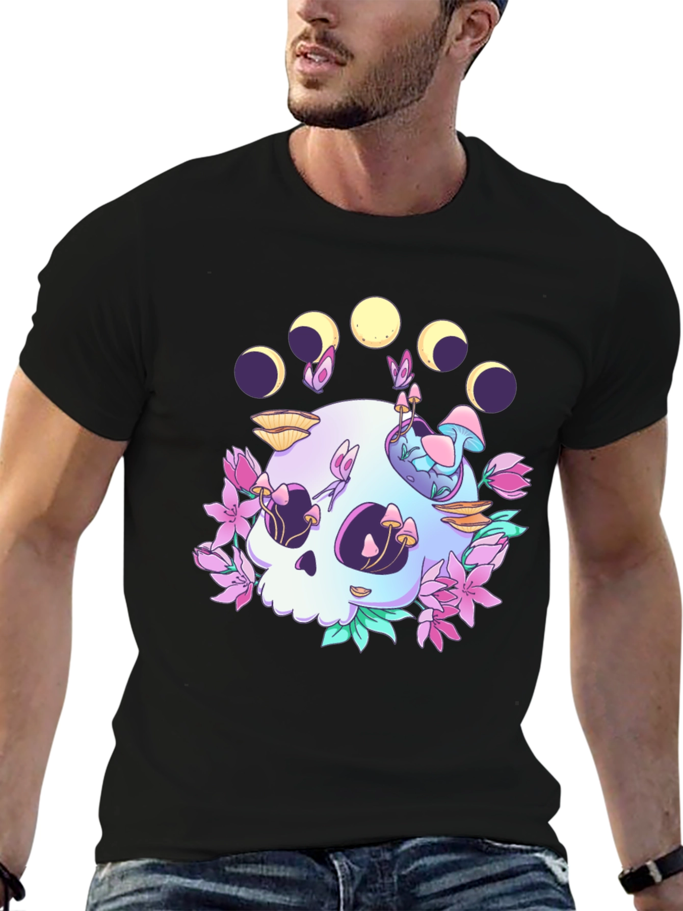 Skull & Moon Phase Graphic Tee