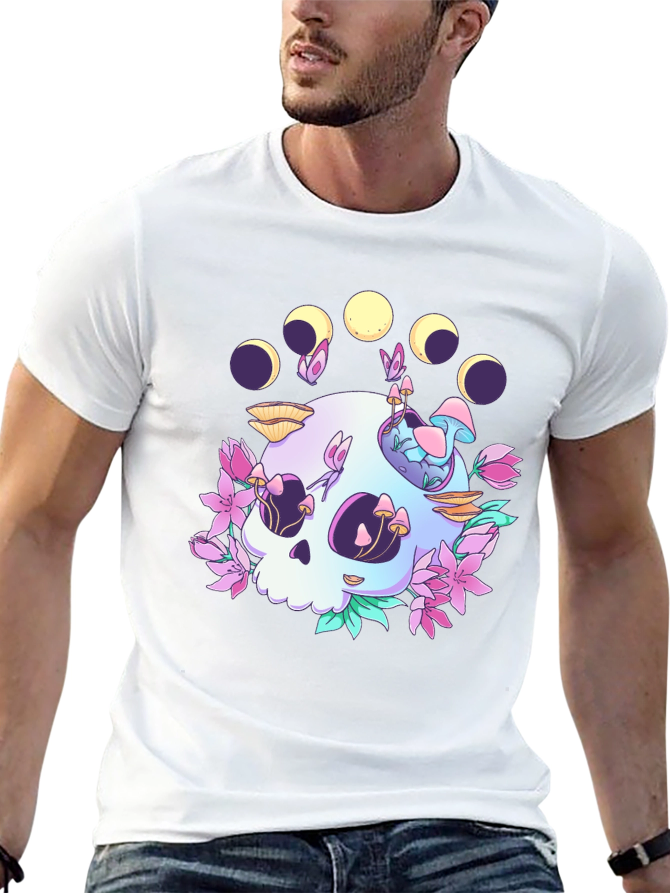 Skull & Moon Phase Graphic Tee