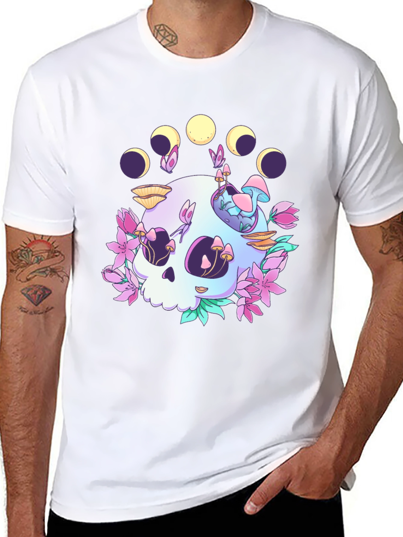 Skull & Moon Phase Graphic Tee
