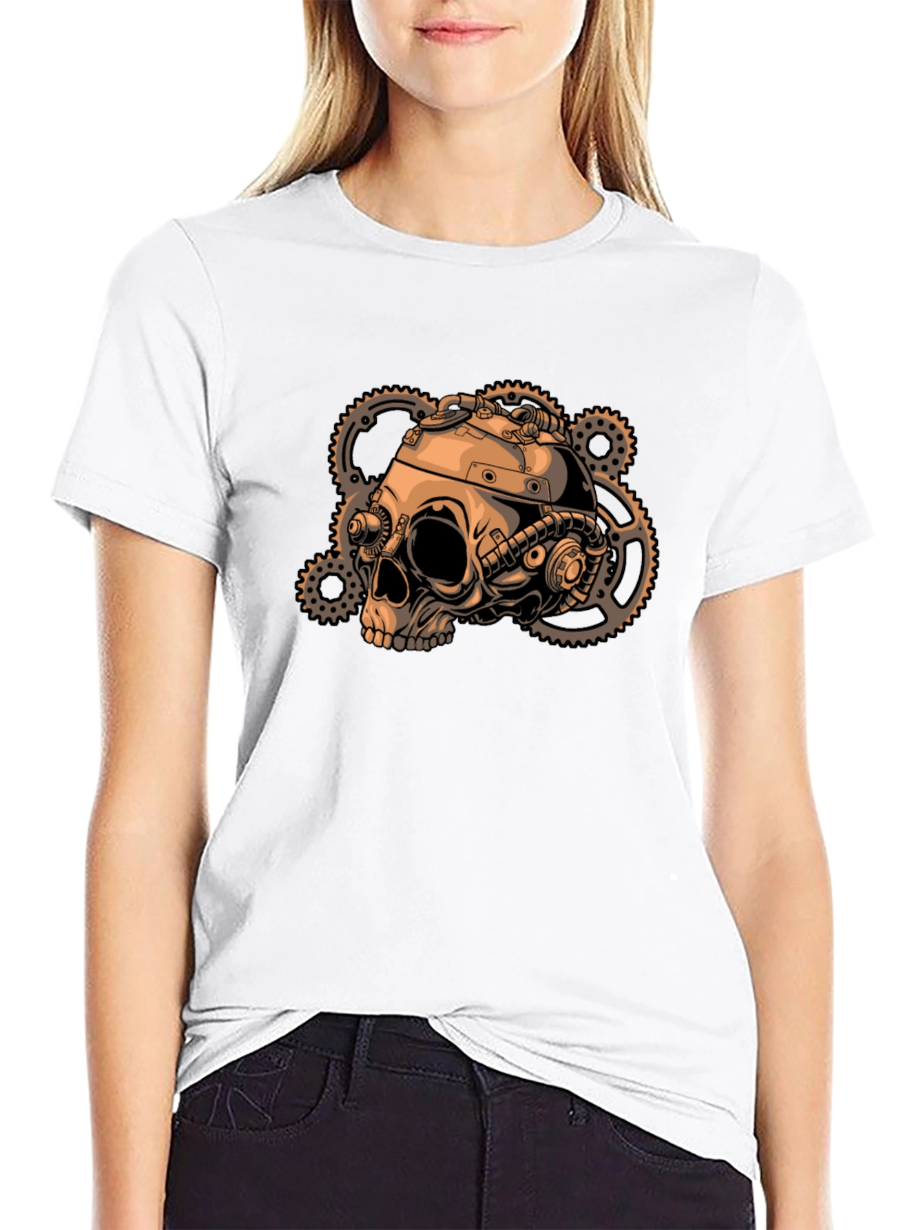 Steampunk Skull & Gears Graphic T-Shirt