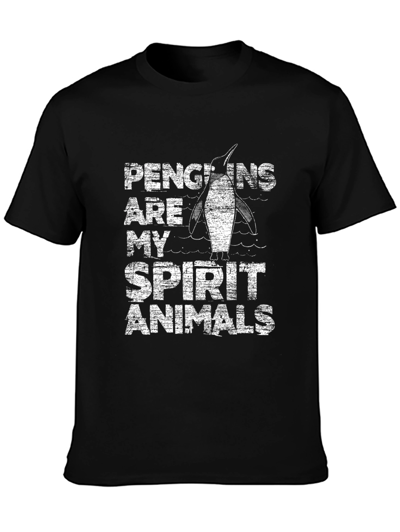 Penguin Spirit Animal Graphic Tee - Black