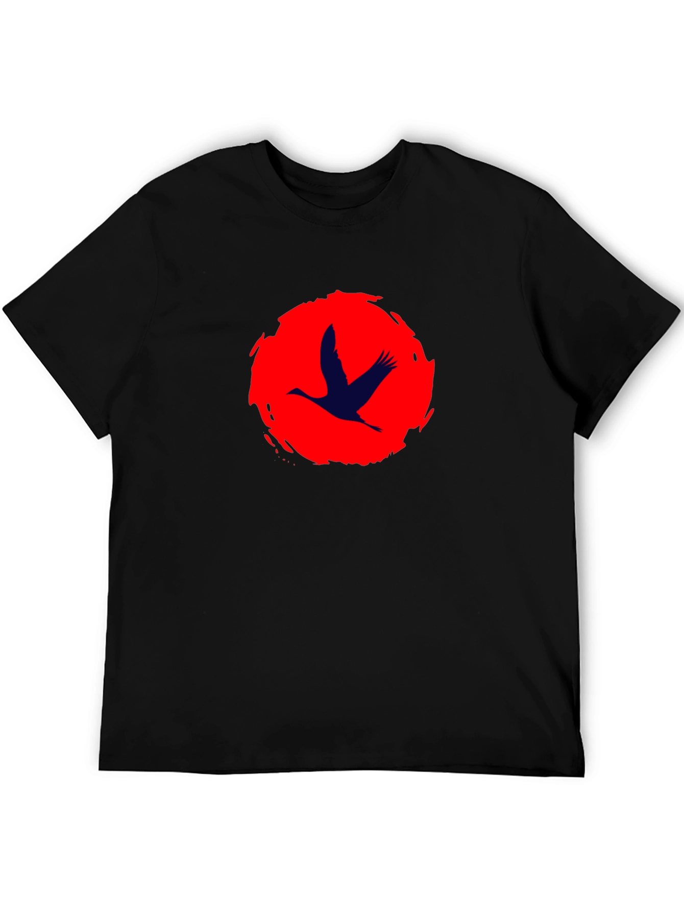 Crane Silhouette T-Shirt - Brushstroke Sun
