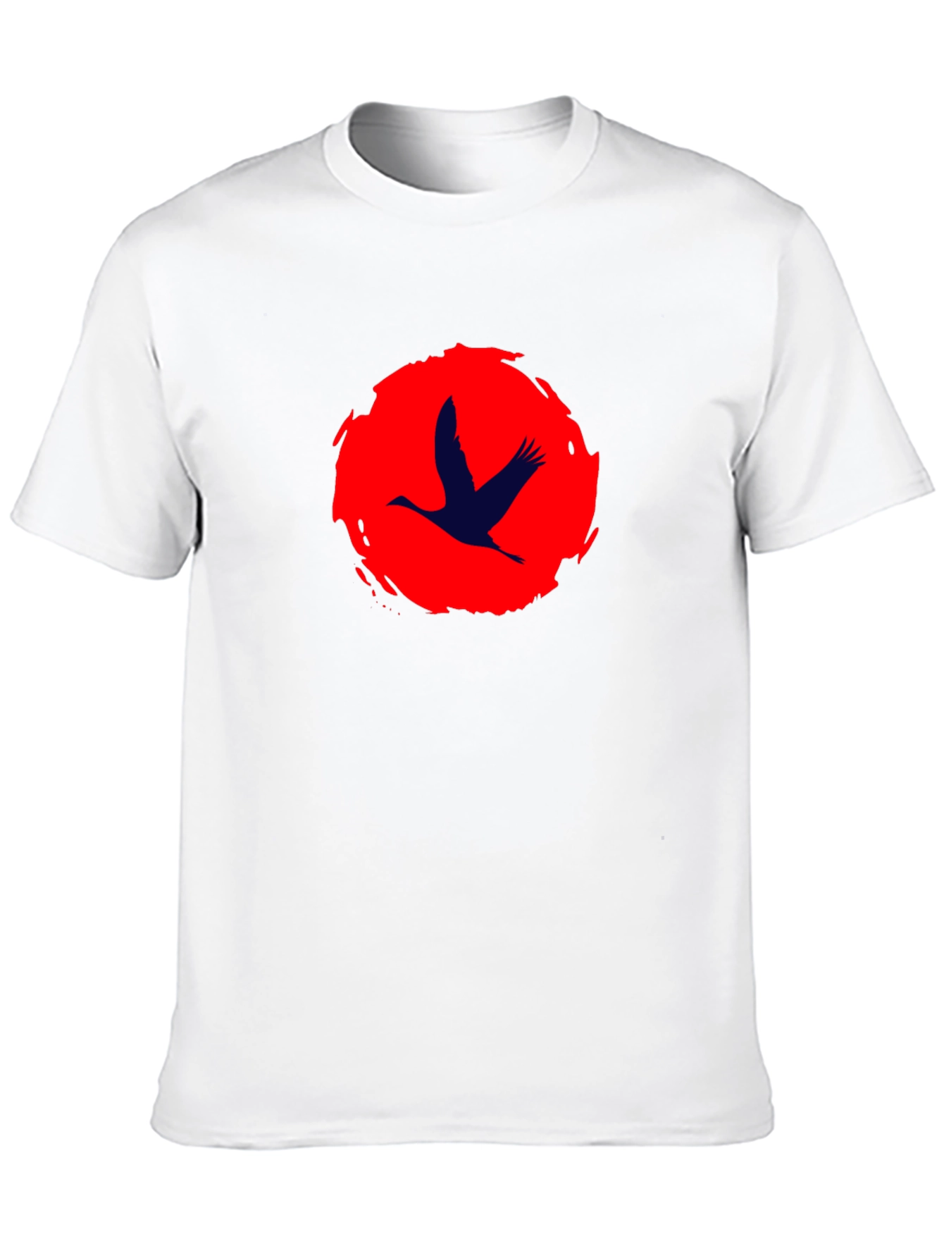 Crane Silhouette T-Shirt - Brushstroke Sun