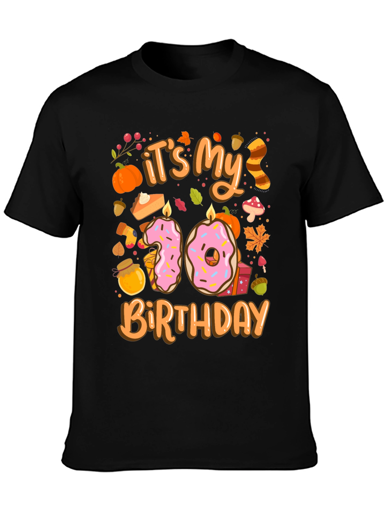 Fall Birthday T-Shirt - Tenth Birthday Autumn Design
