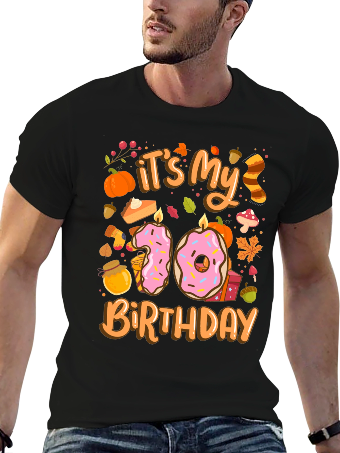 Fall Birthday T-Shirt - Tenth Birthday Autumn Design