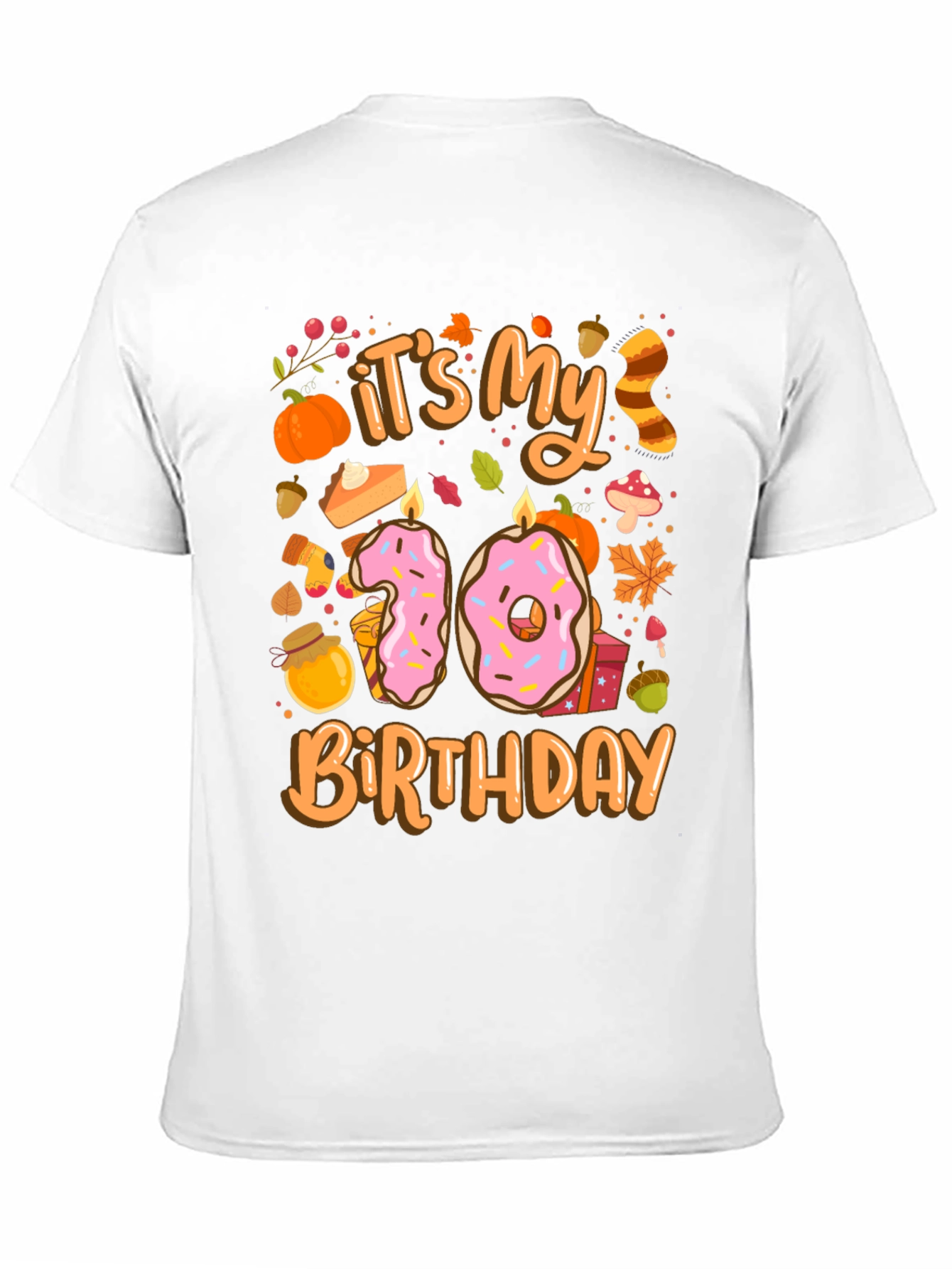 Fall Birthday T-Shirt - Tenth Birthday Autumn Design