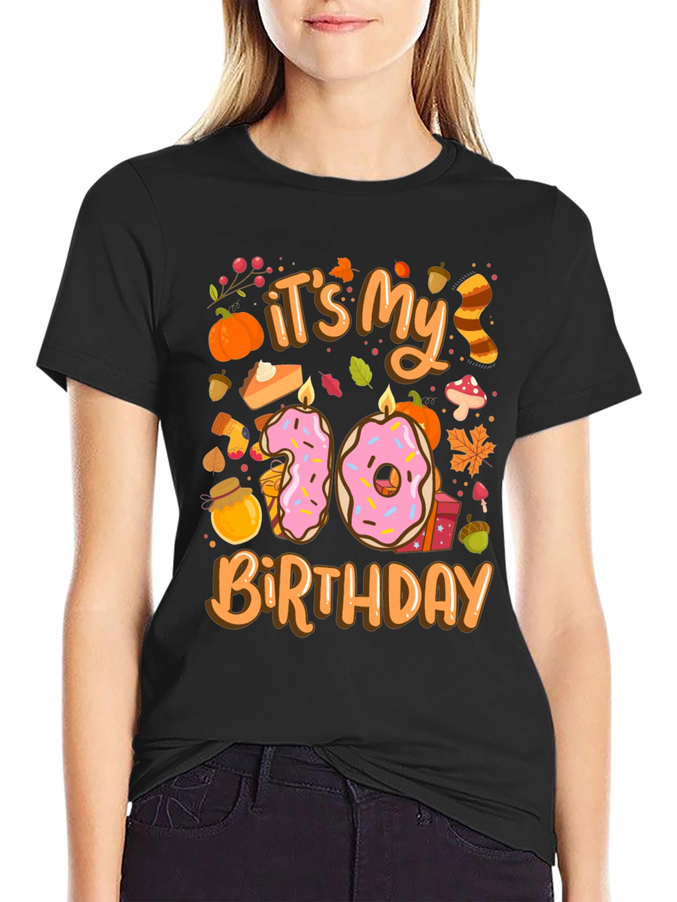 Fall Birthday T-Shirt - Tenth Birthday Autumn Design