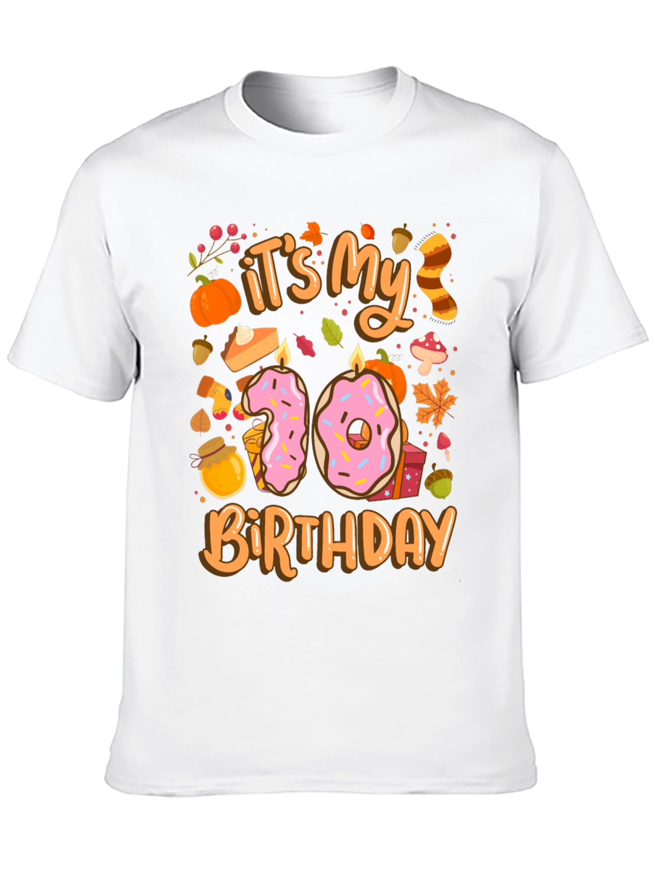 Fall Birthday T-Shirt - Tenth Birthday Autumn Design