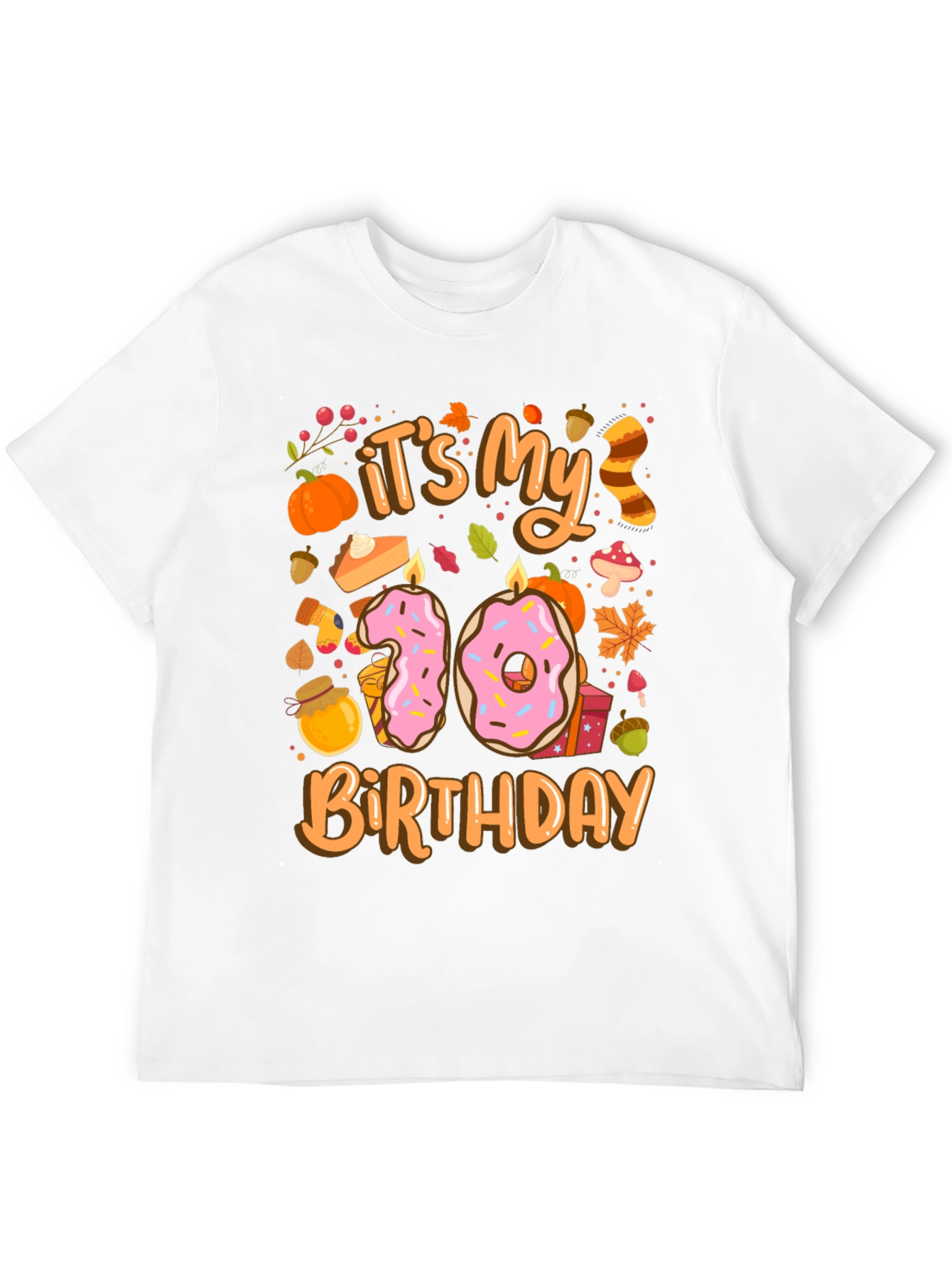Fall Birthday T-Shirt - Tenth Birthday Autumn Design