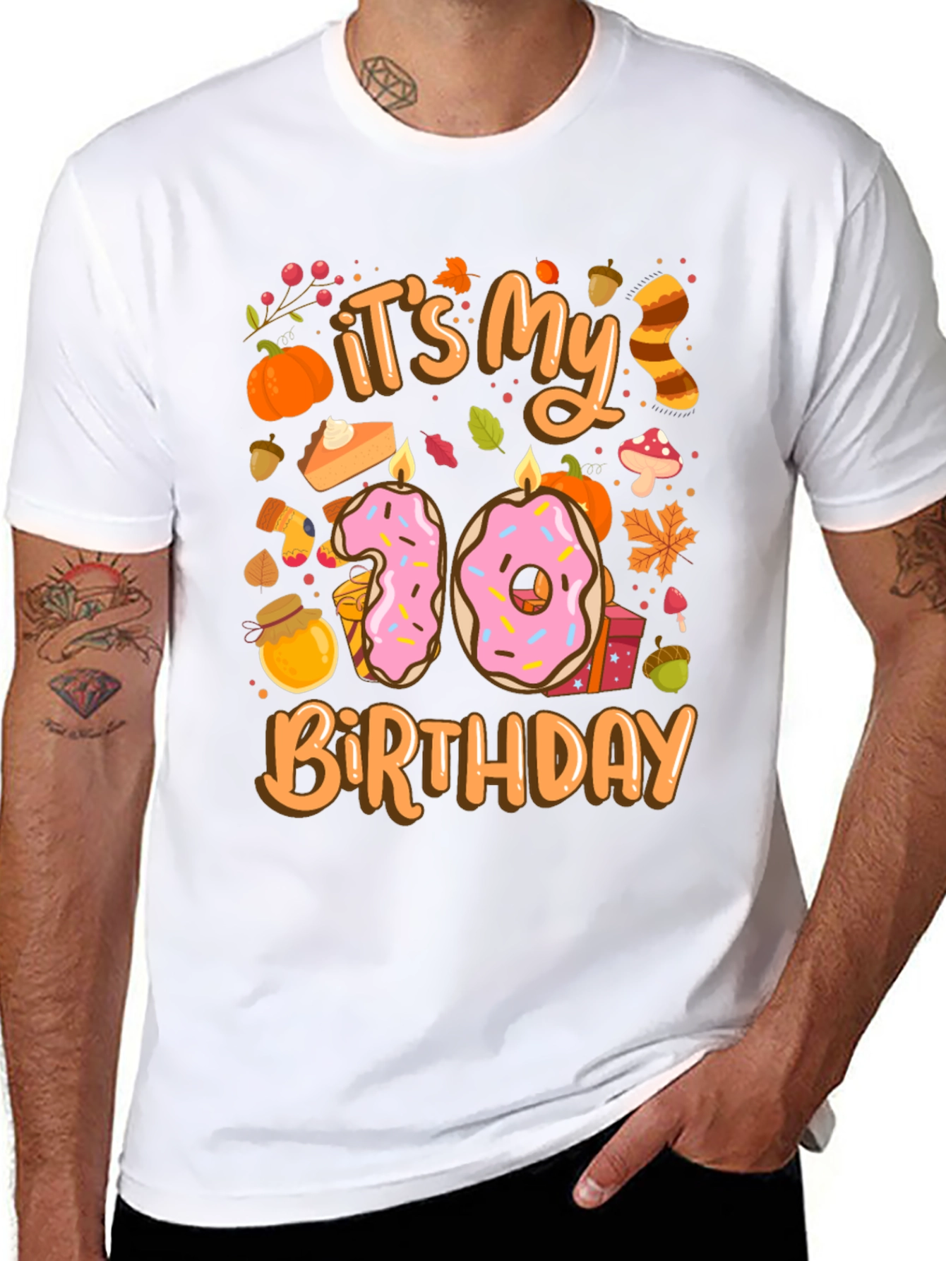 Fall Birthday T-Shirt - Tenth Birthday Autumn Design