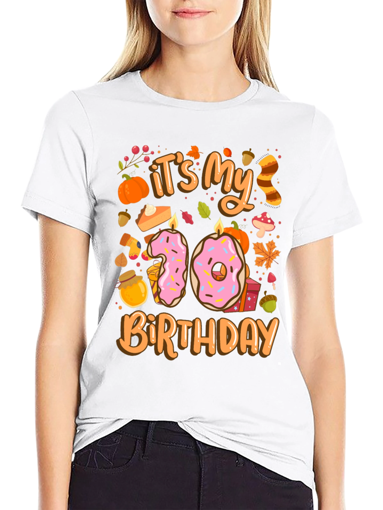 Fall Birthday T-Shirt - Tenth Birthday Autumn Design