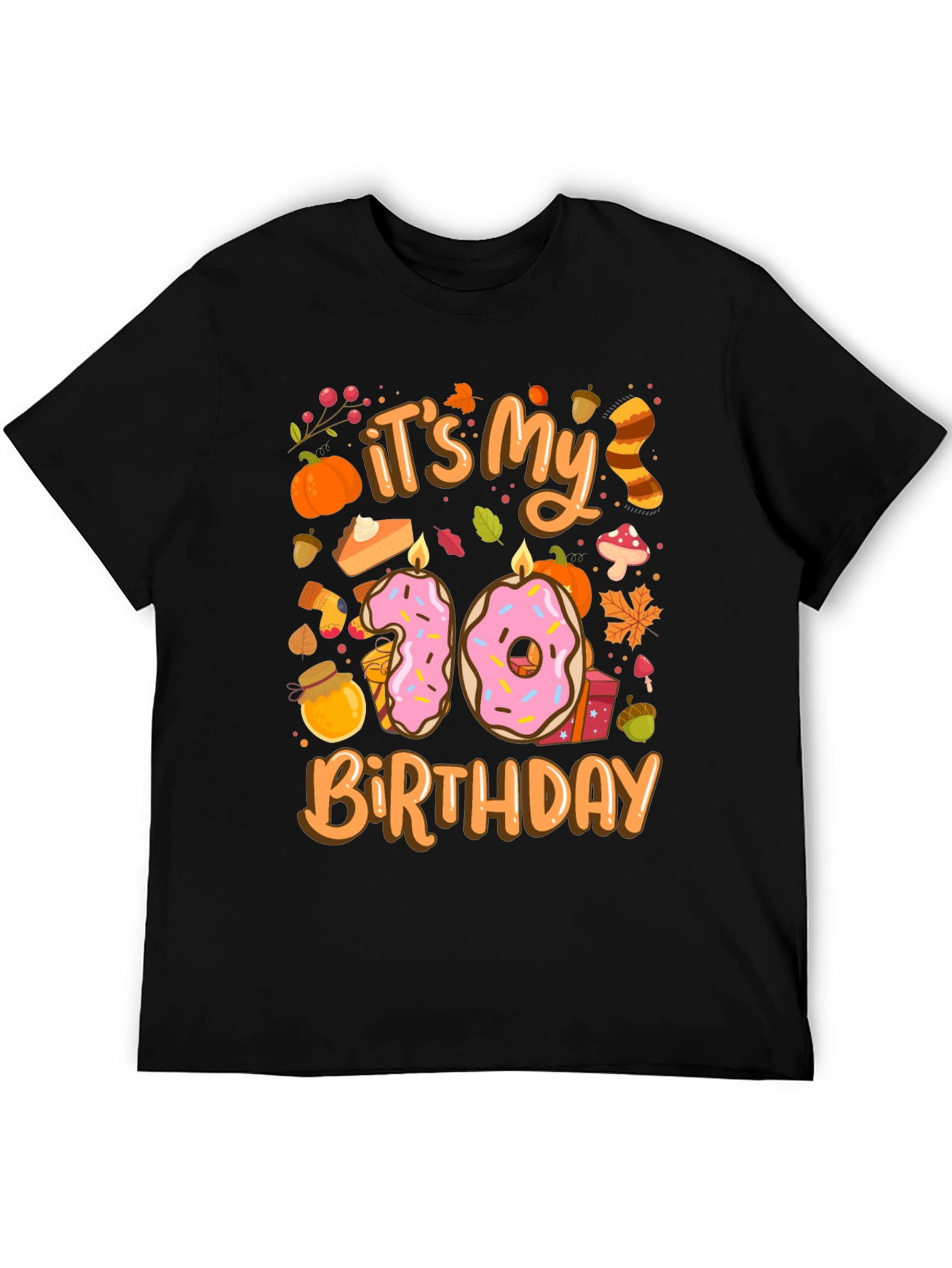 Fall Birthday T-Shirt - Tenth Birthday Autumn Design