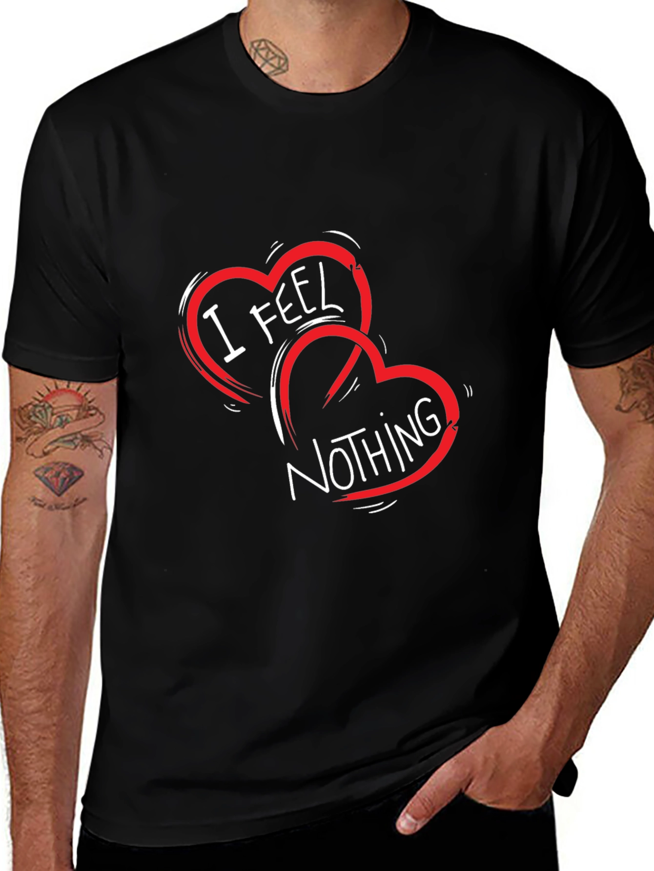 I Feel Nothing Graphic Tee - Black Cotton Blend