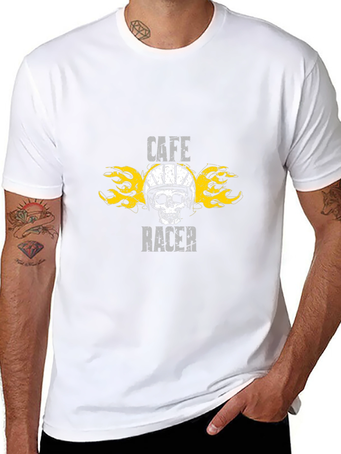 Cafe Racer Skull Graphic Black T-Shirt