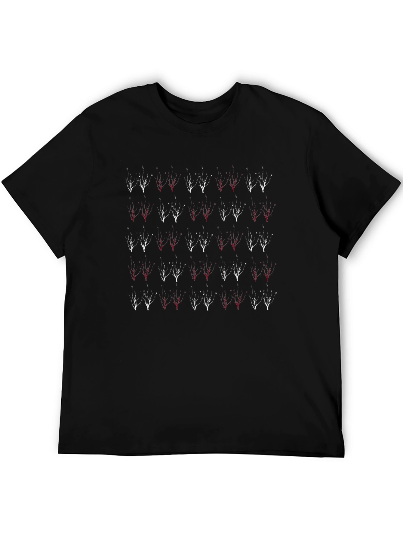 Abstract Tree Pattern Black Crew Neck Tee