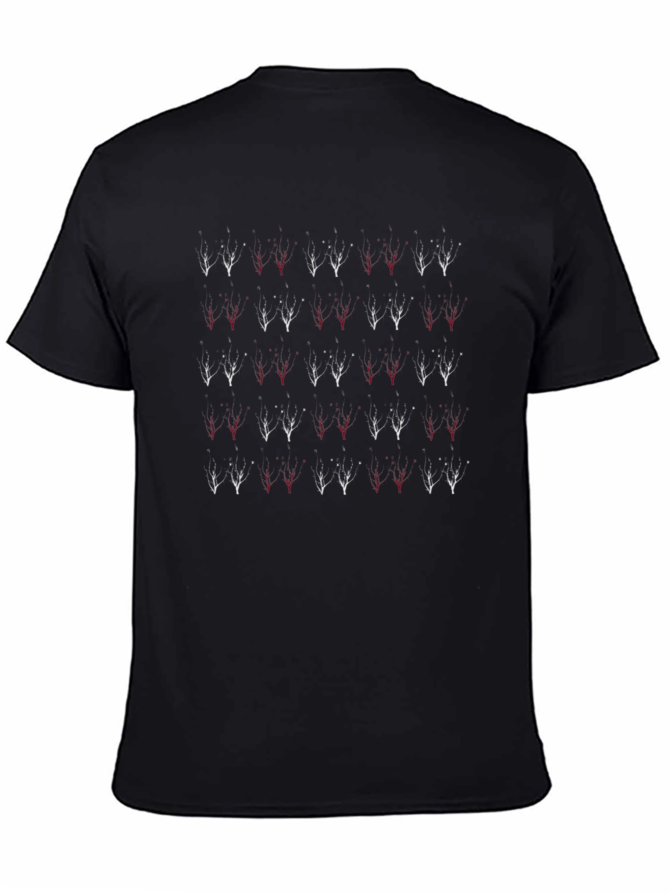 Abstract Tree Pattern Black Crew Neck Tee