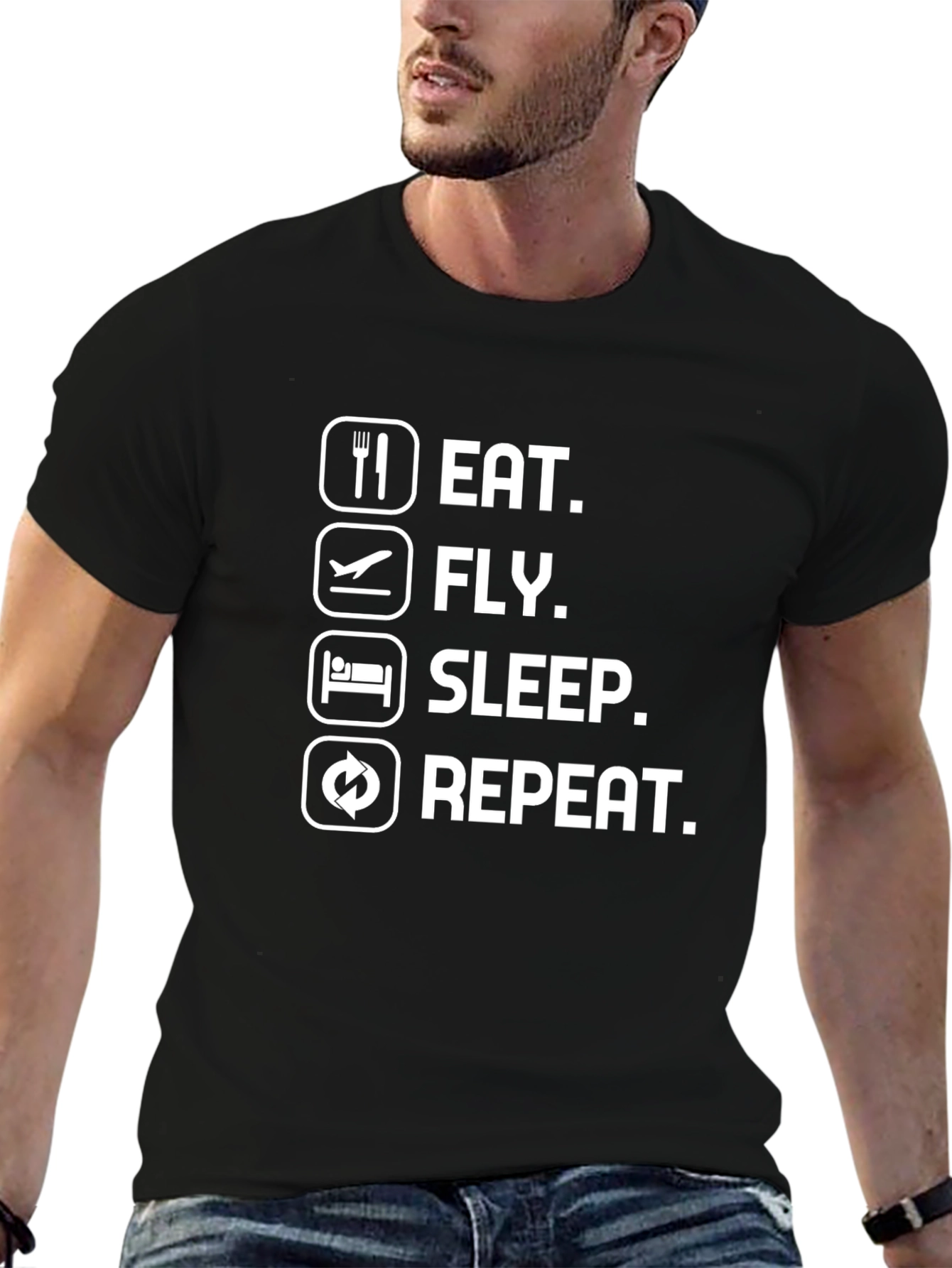 Eat Fly Sleep Repeat Black T-Shirt