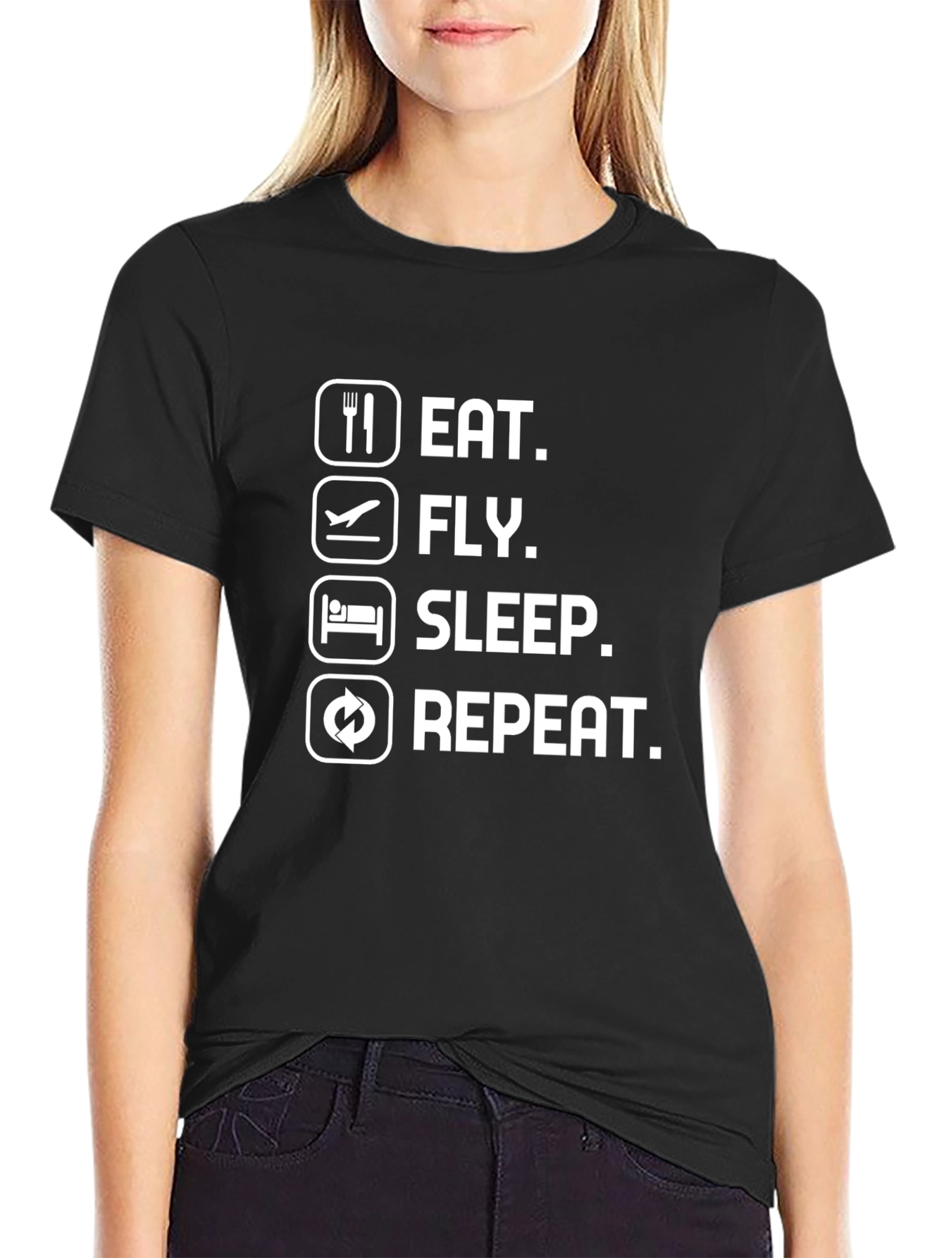 Eat Fly Sleep Repeat Black T-Shirt