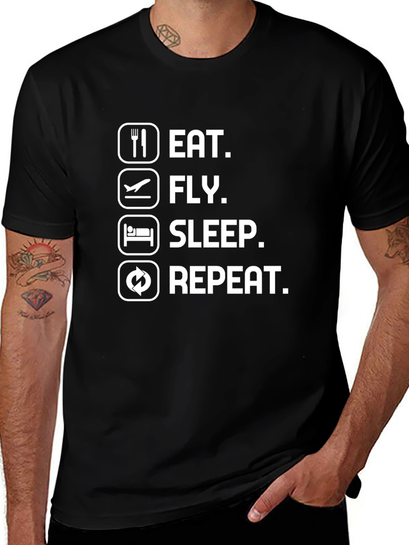 Eat Fly Sleep Repeat Black T-Shirt