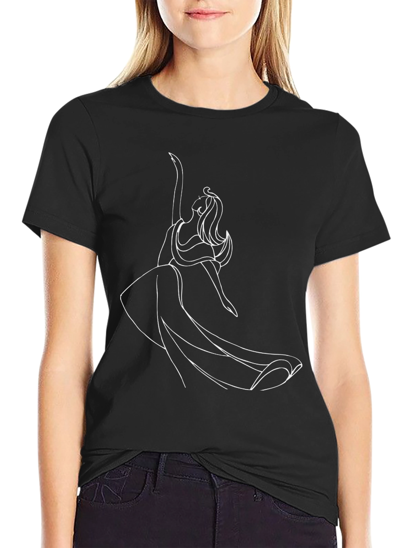 Dancing Woman Graphic Tee - Black Casual Shirt
