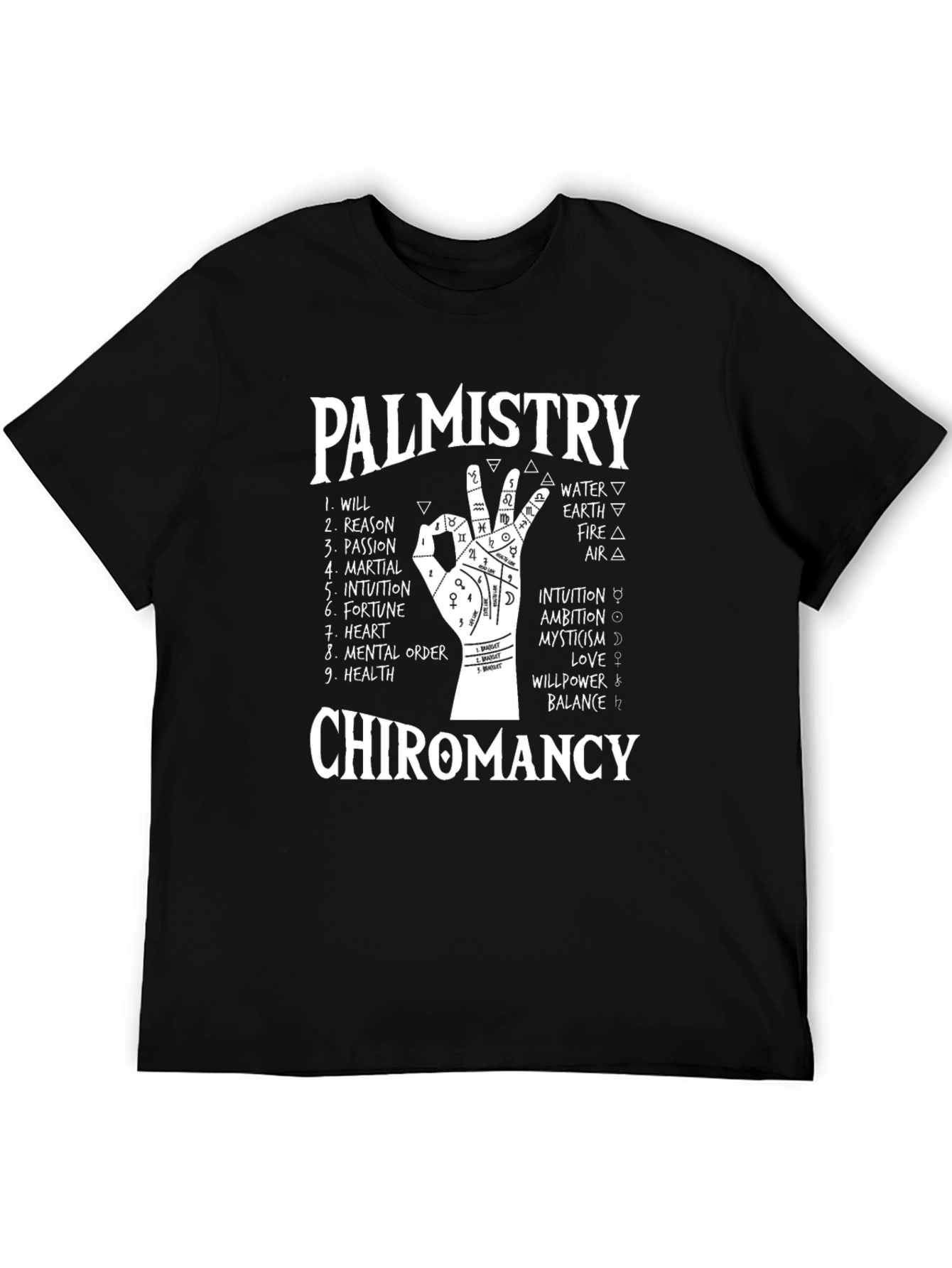 Palmistry Chiromancy Black Graphic T-Shirt