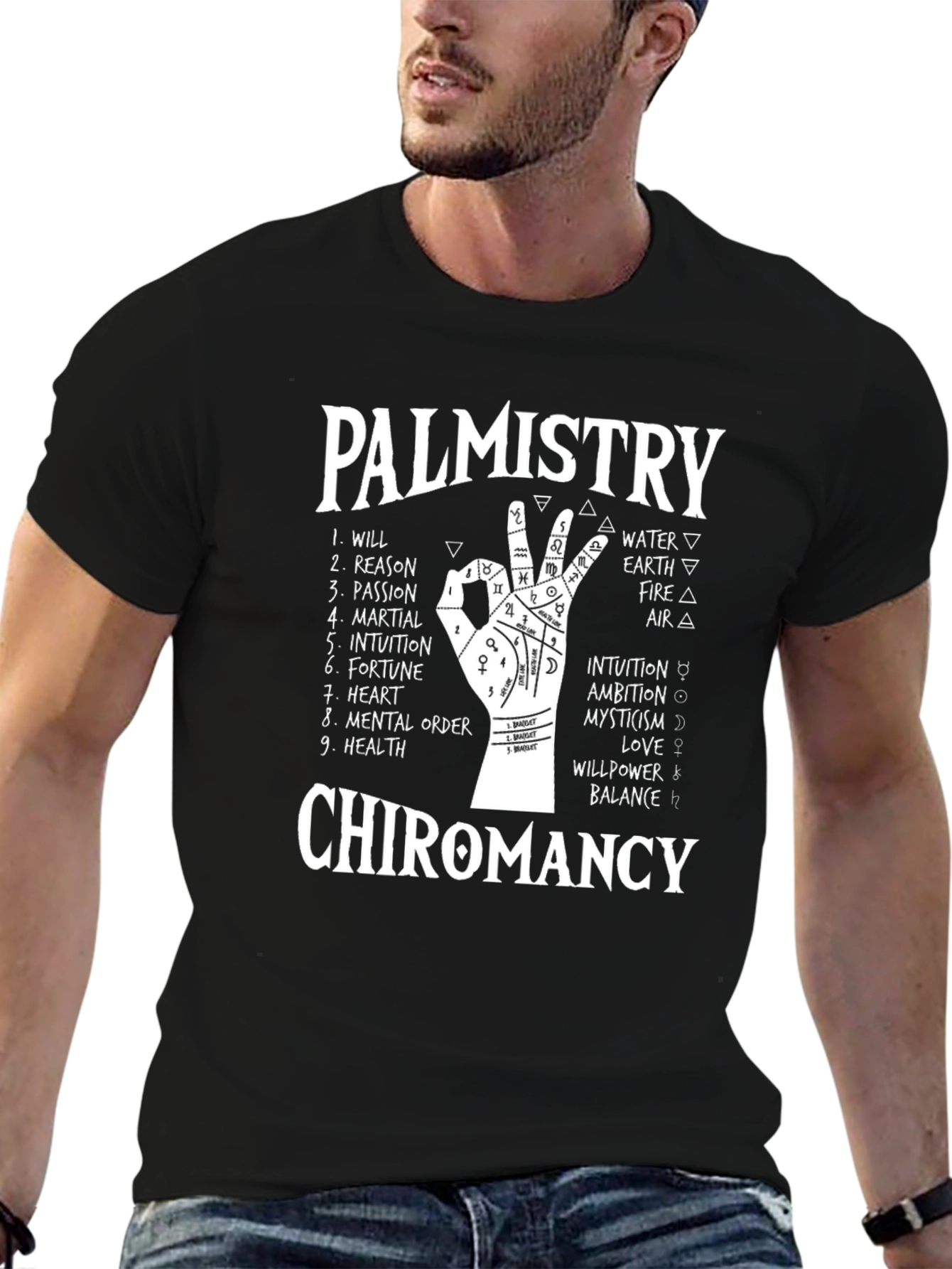 Palmistry Chiromancy Black Graphic T-Shirt