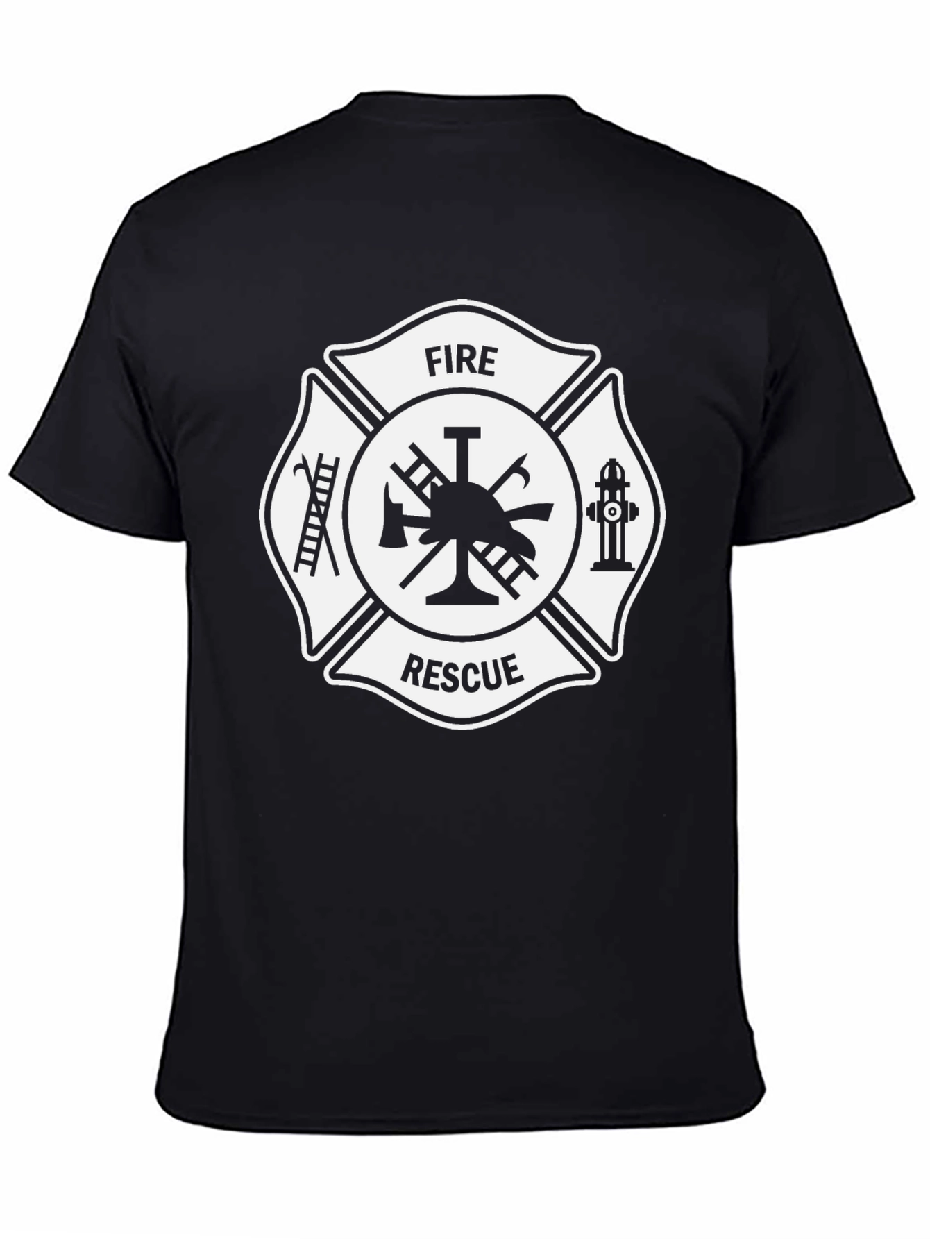 Fire Rescue Maltese Cross Graphic Tee - Black