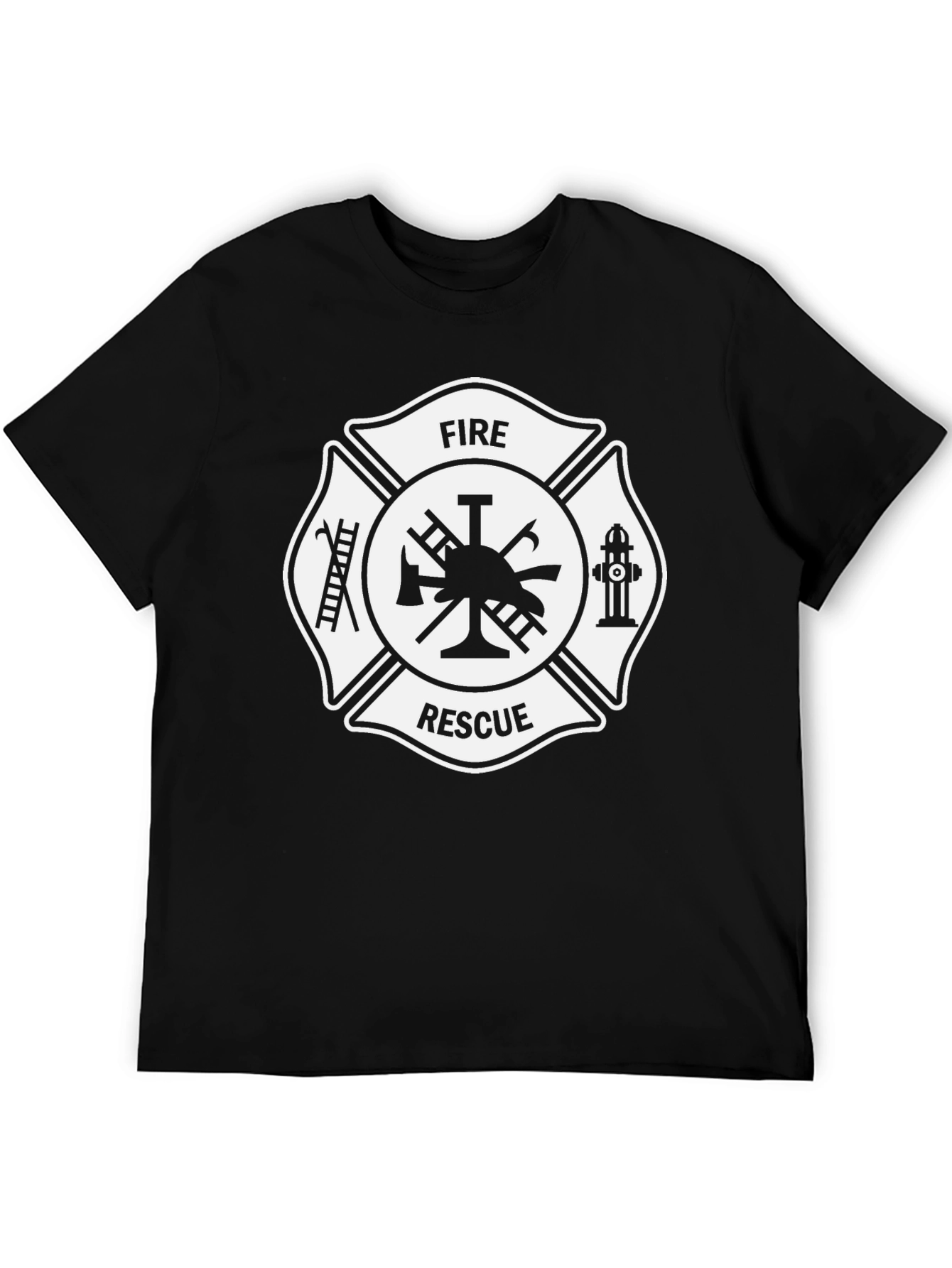 Fire Rescue Maltese Cross Graphic Tee - Black