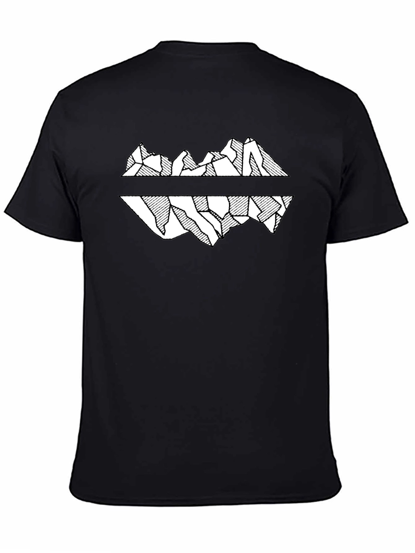 Mountain Reflection Graphic Tee - Black Cotton T-Shirt