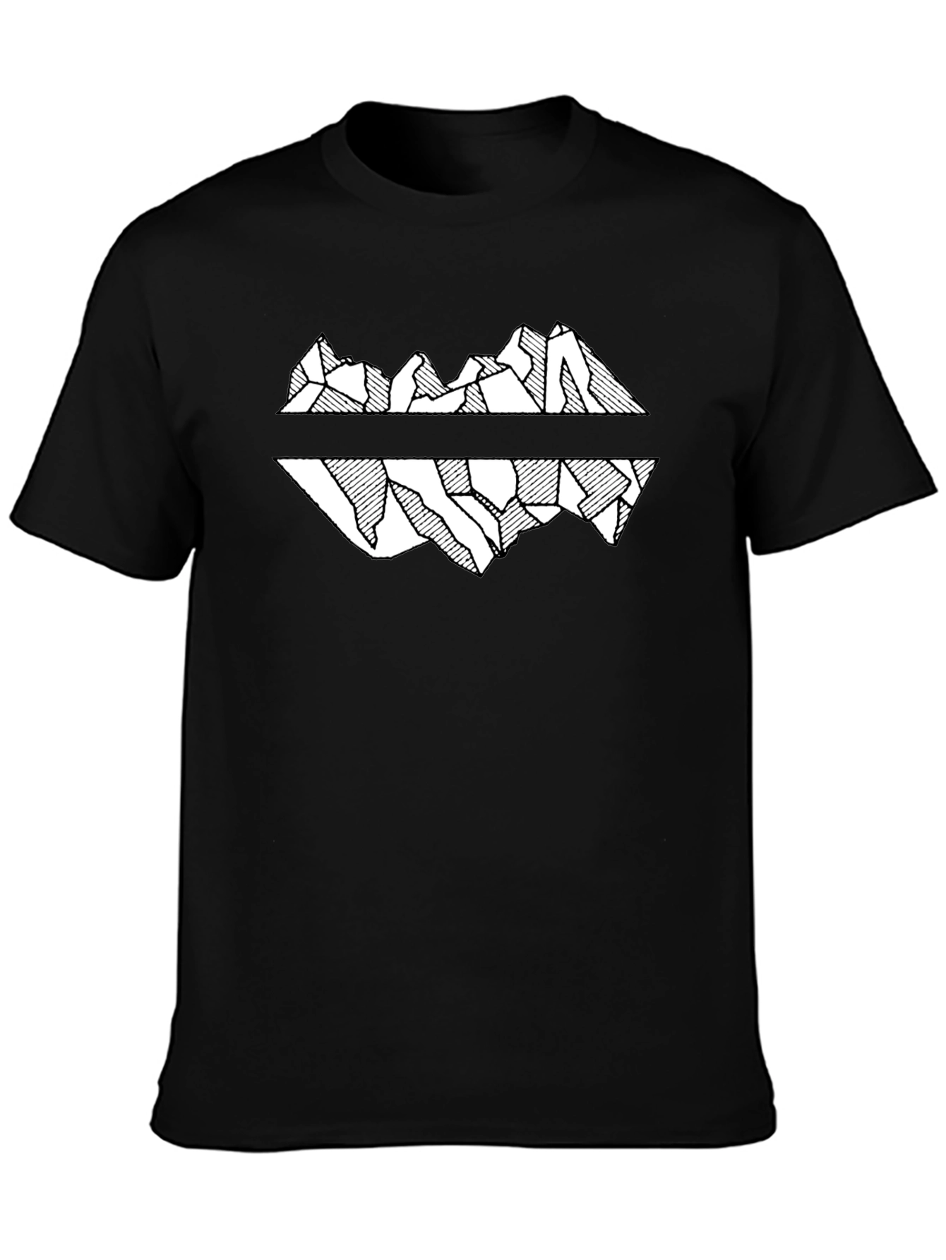 Mountain Reflection Graphic Tee - Black Cotton T-Shirt