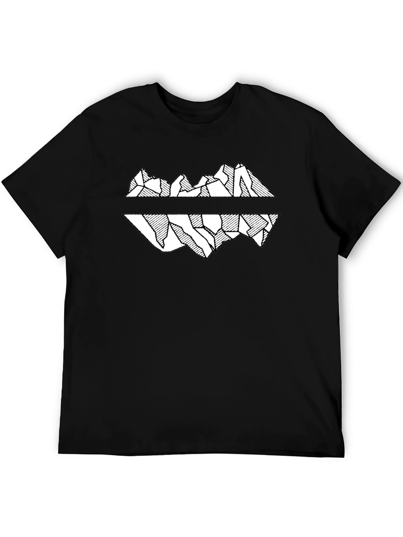 Mountain Reflection Graphic Tee - Black Cotton T-Shirt