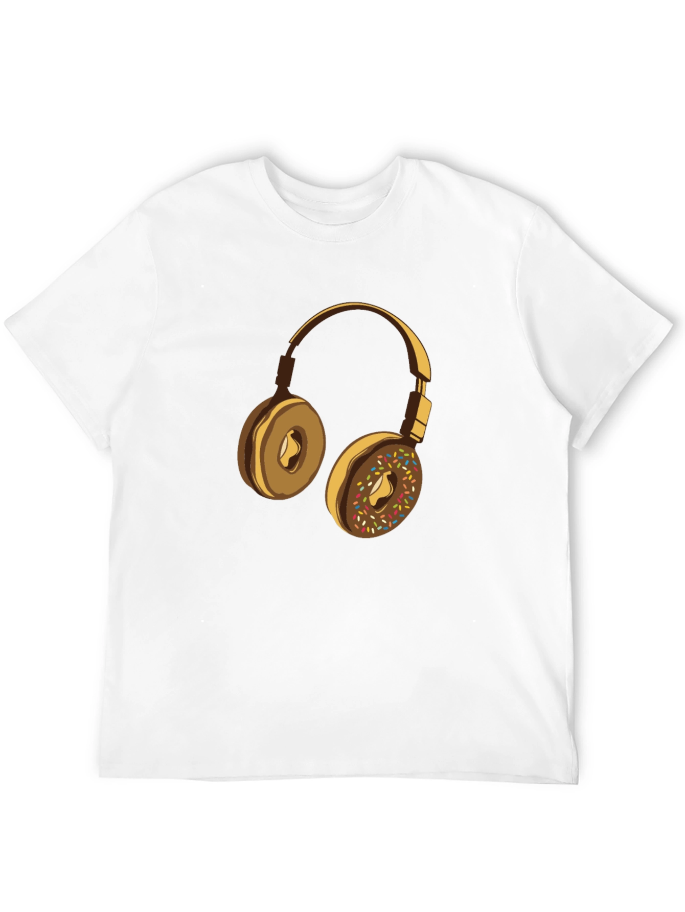 Donut Headphones Graphic Tee - Casual Black T-Shirt