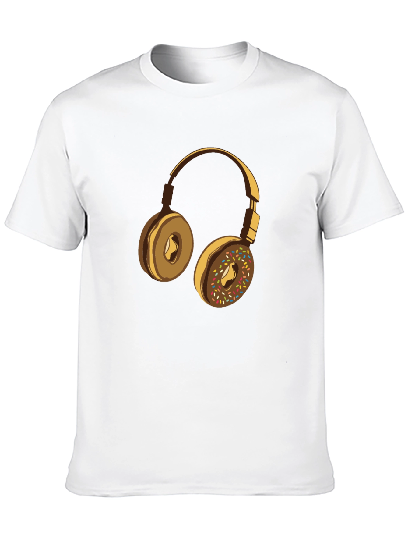 Donut Headphones Graphic Tee - Casual Black T-Shirt