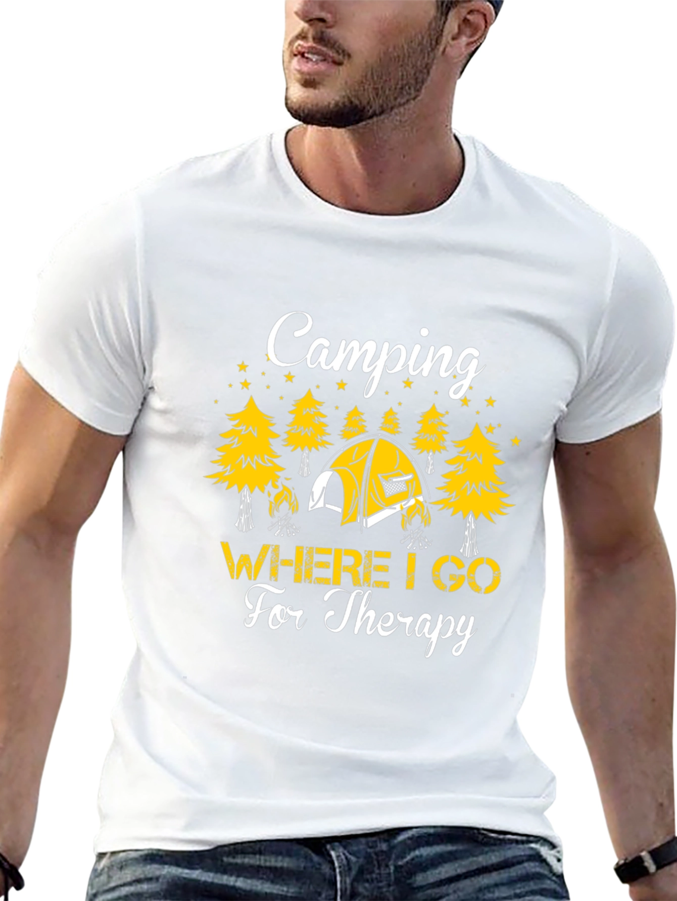 Camping Therapy T-Shirt - Unisex Black Tee