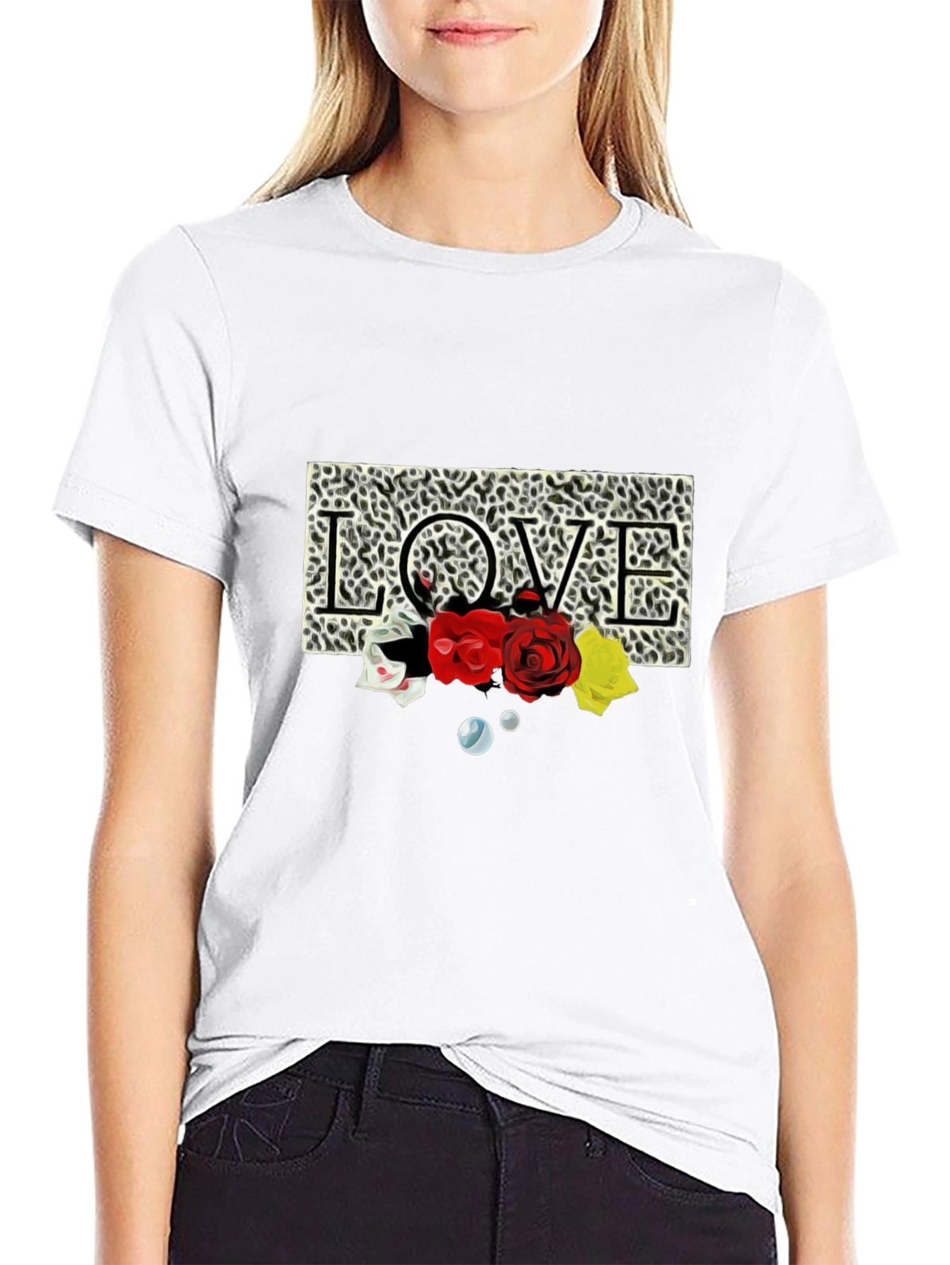 Leopard Love Roses Graphic T-Shirt