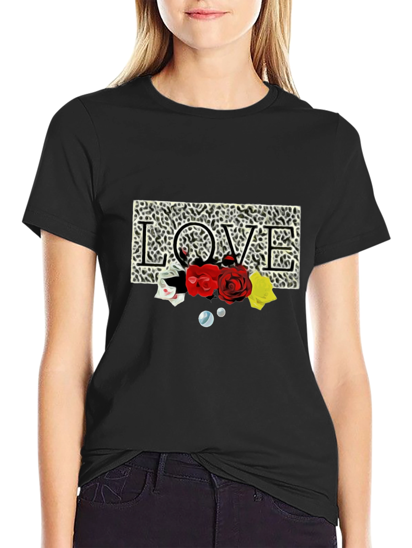 Leopard Love Roses Graphic T-Shirt