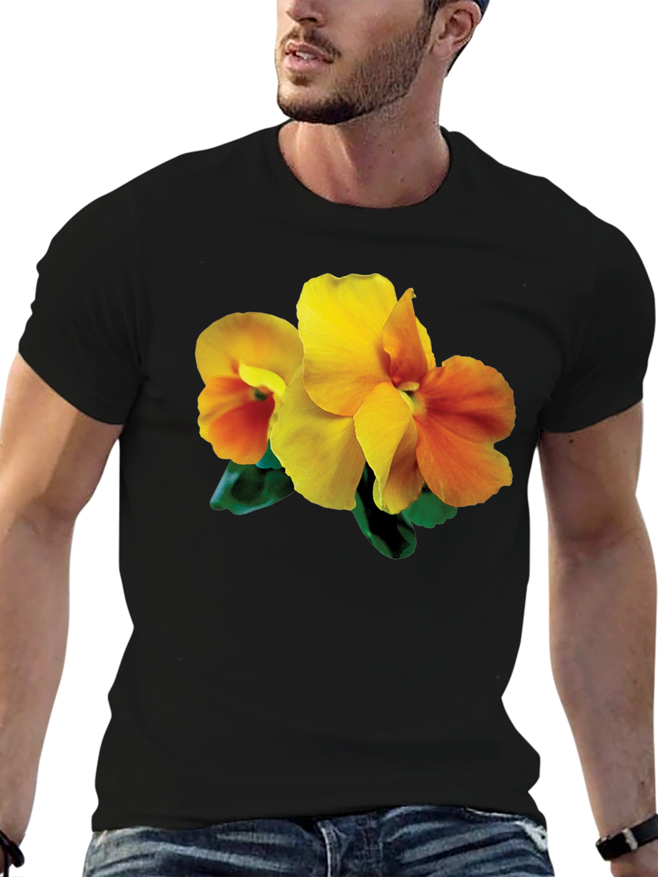 Floral Print Black T-Shirt