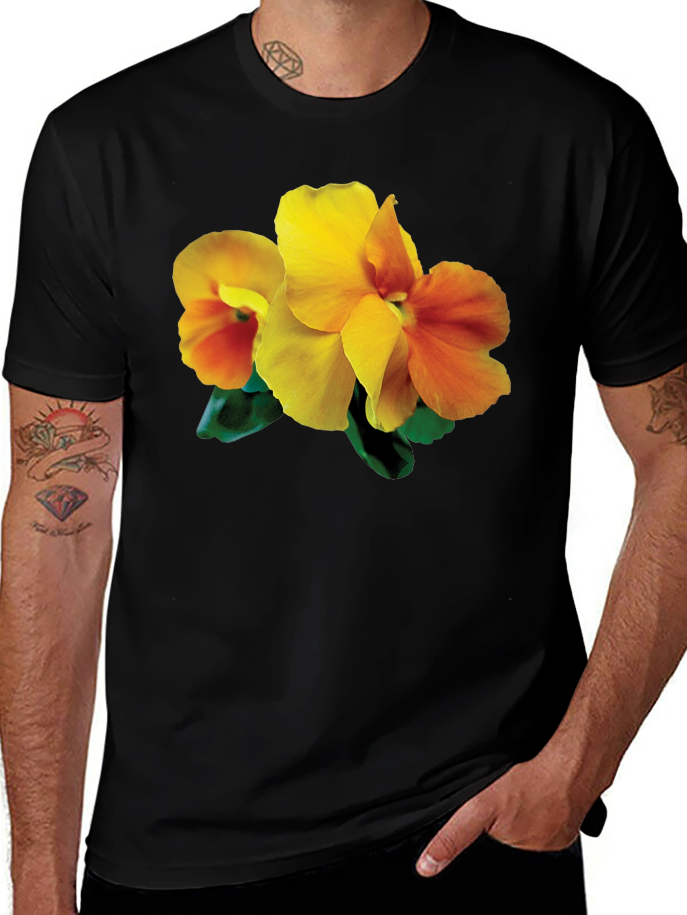 Floral Print Black T-Shirt