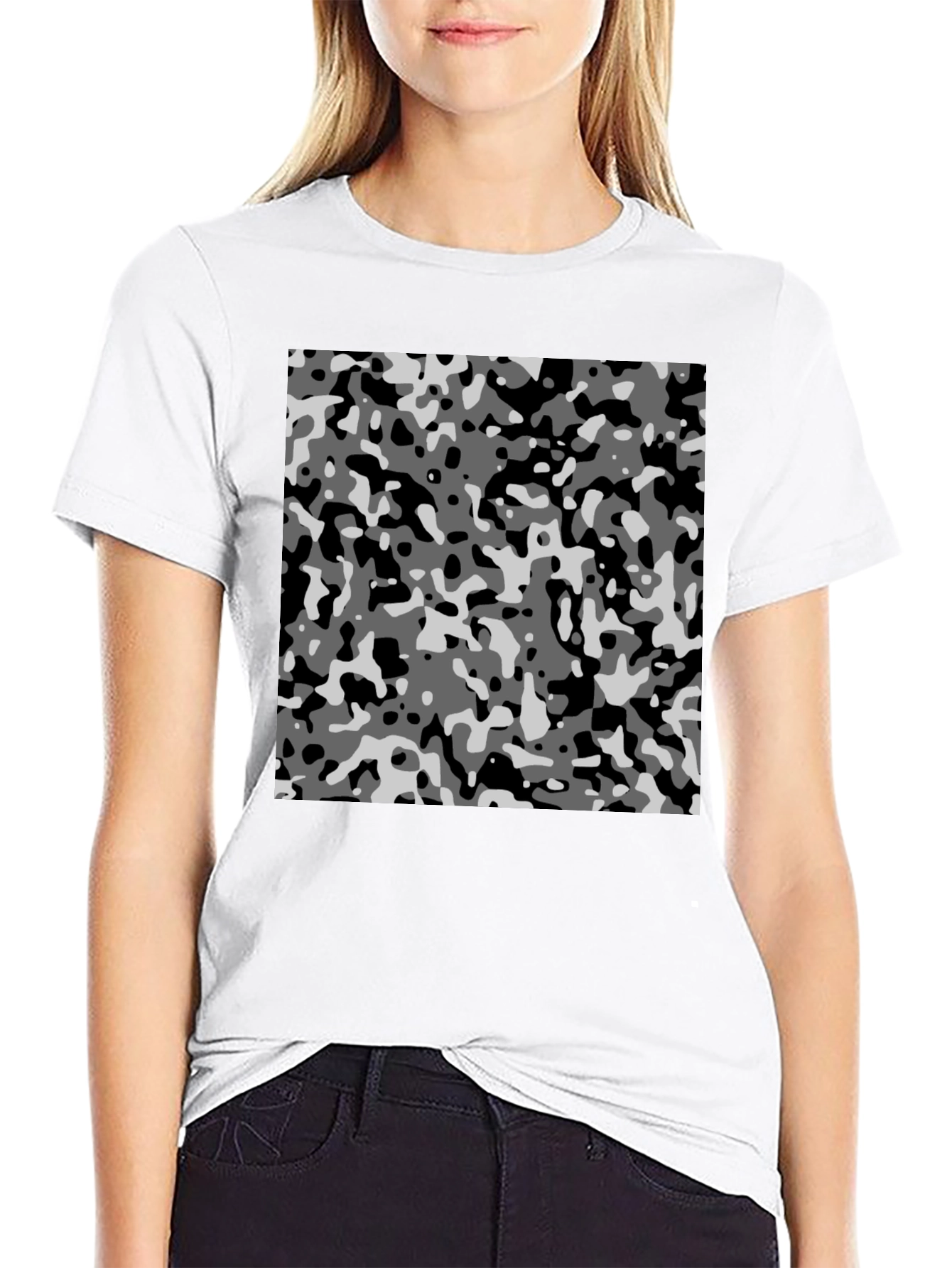 Urban Camo Print Black T-Shirt