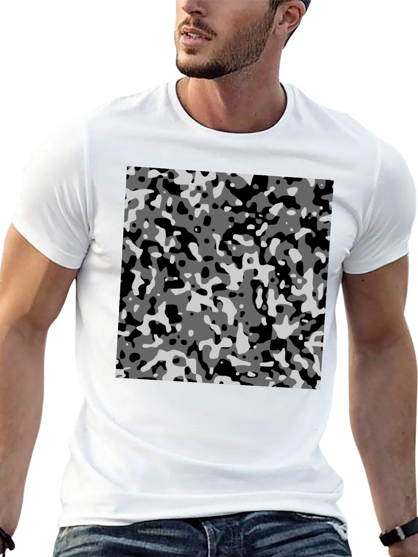 Urban Camo Print Black T-Shirt