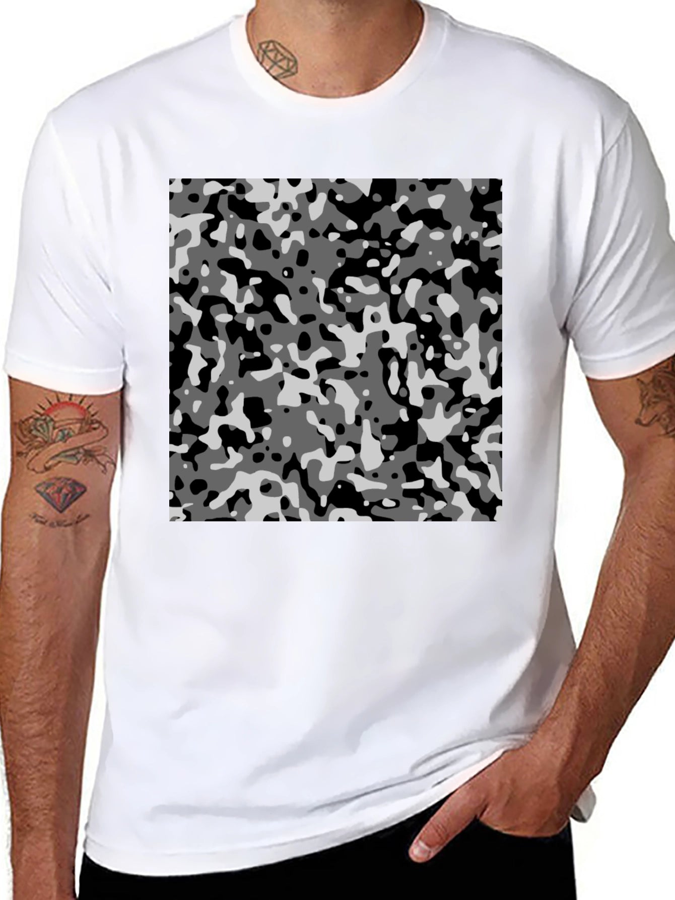 Urban Camo Print Black T-Shirt