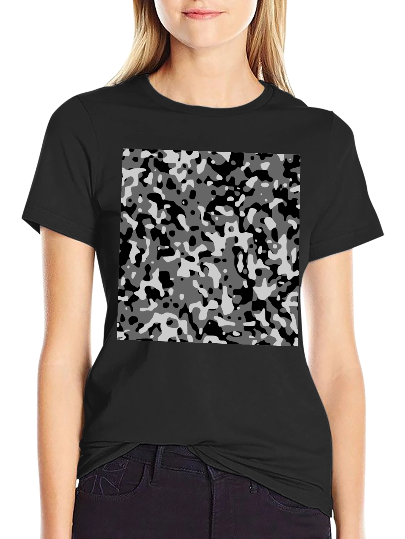 Urban Camo Print Black T-Shirt