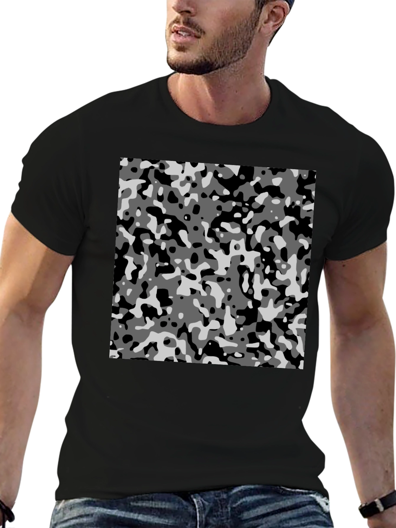 Urban Camo Print Black T-Shirt
