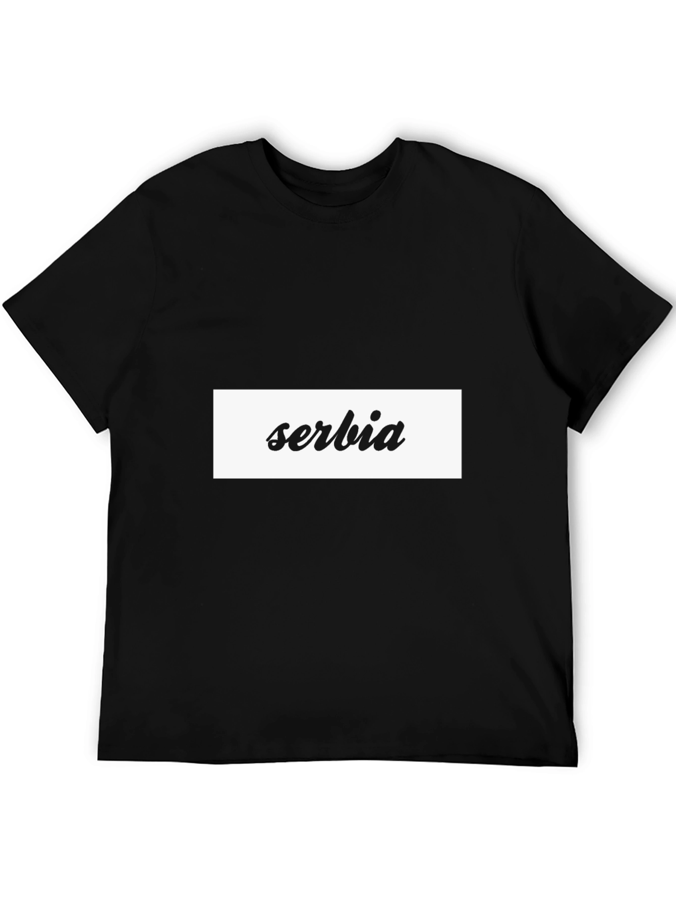 Serbia T-Shirt - Black Cotton Blend Casual Tee