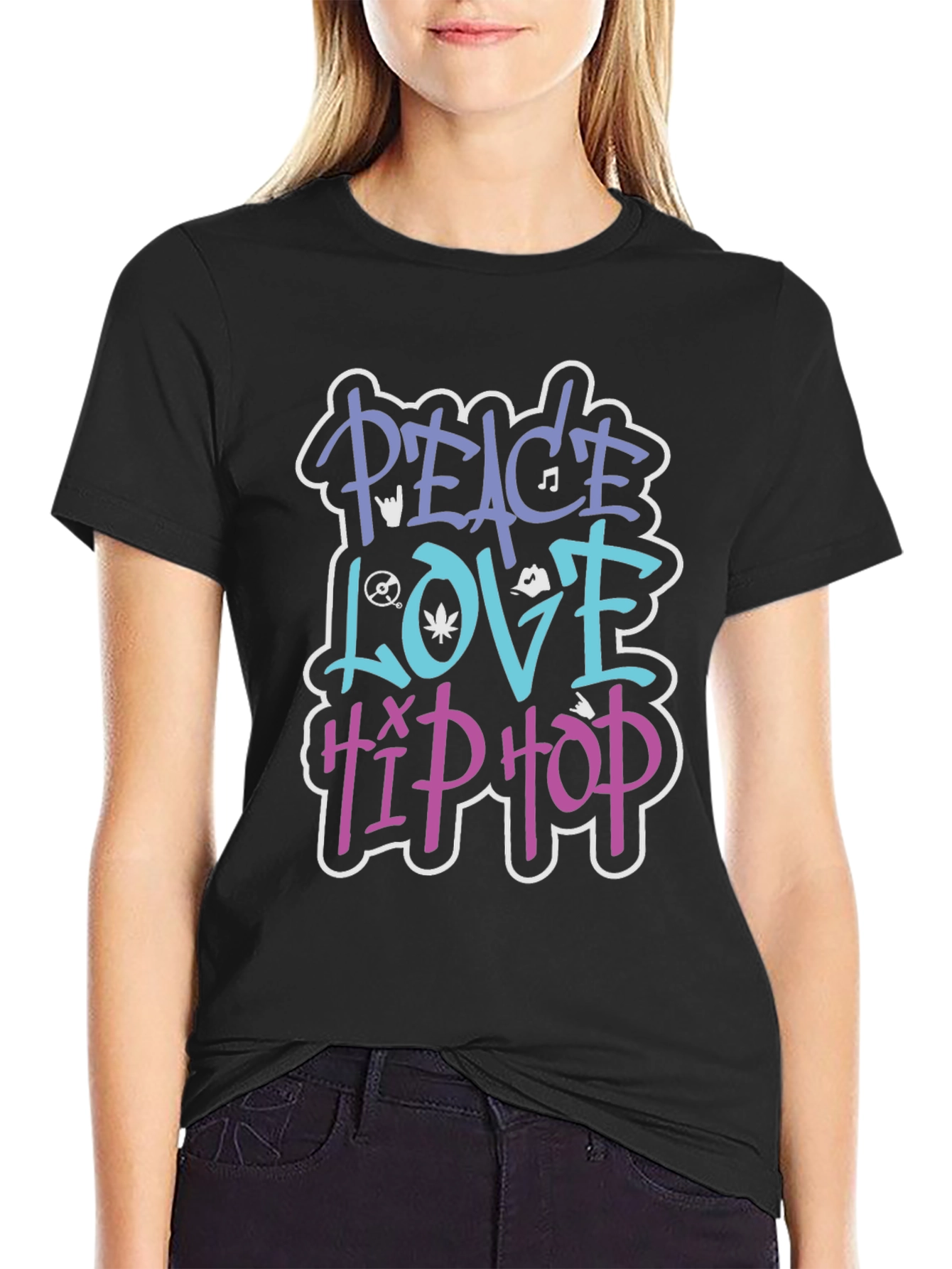 Peace Love Hip Hop Graphic T-Shirt