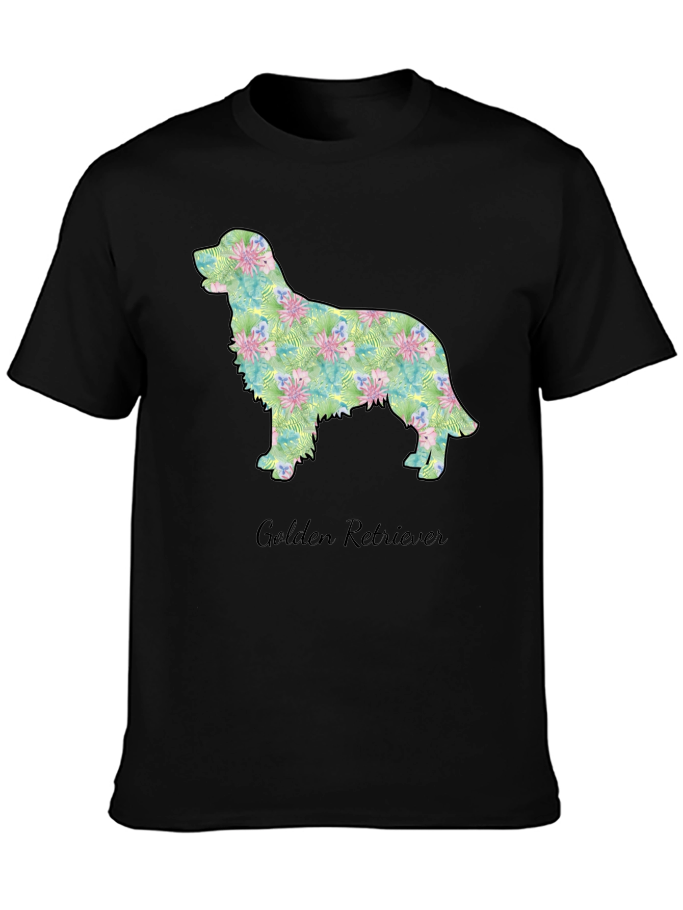 Golden Retriever Floral Silhouette Tee