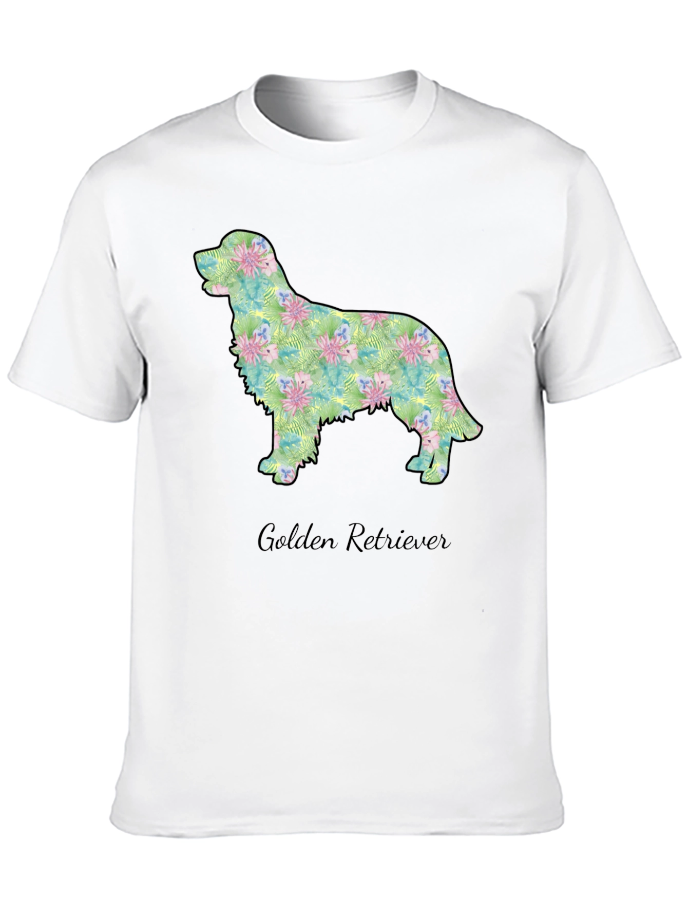 Golden Retriever Floral Silhouette Tee